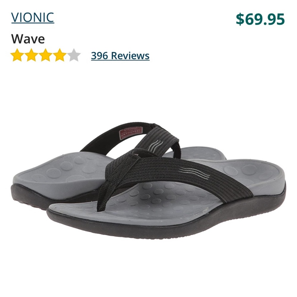 NWOT, never worn Vionic flip flops black men’s 8